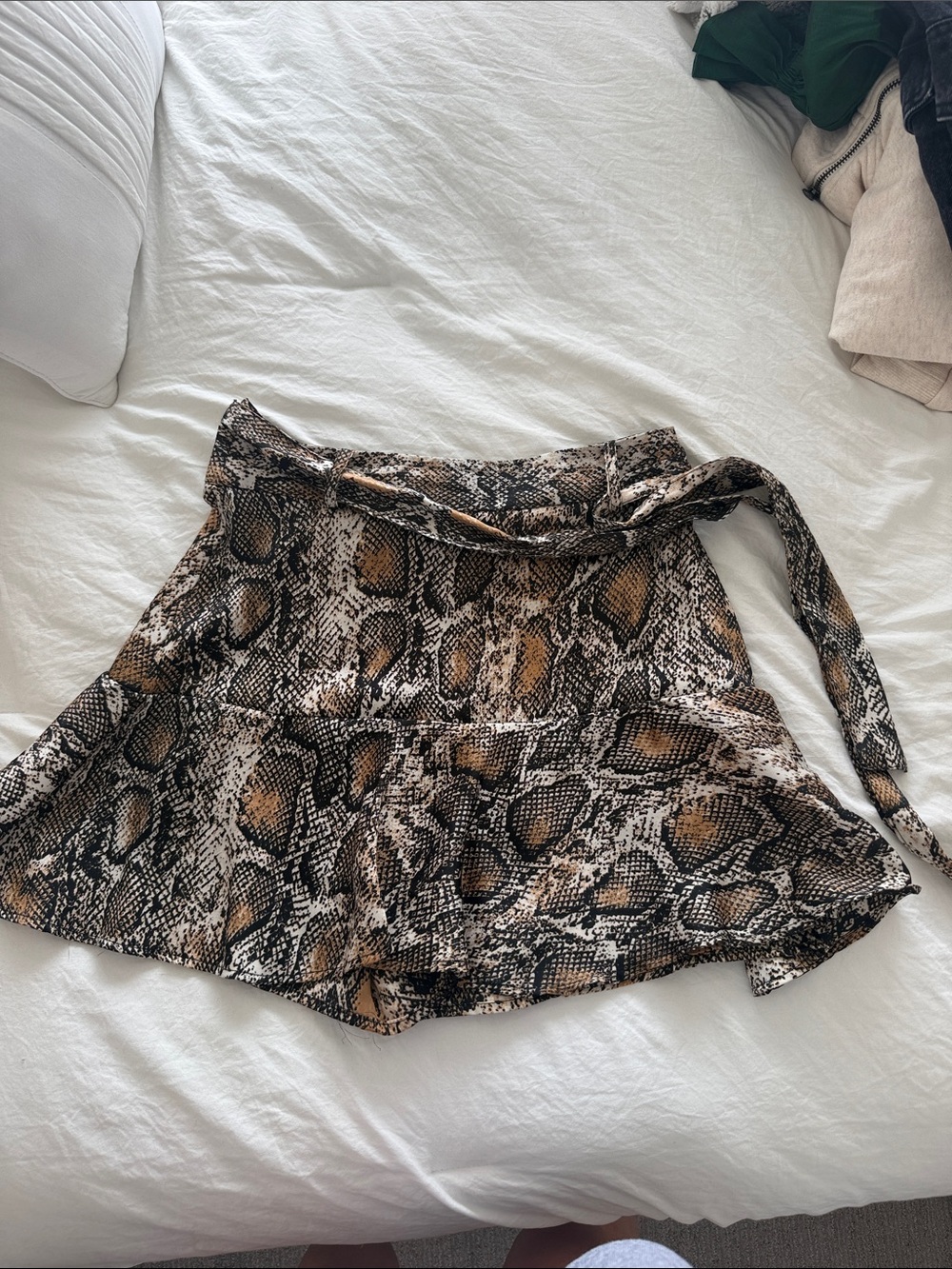 Zara Brown Black Snake Print Skort